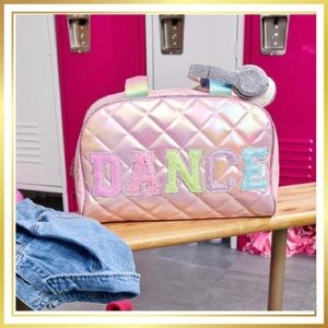 OMG ACCESSORIES SET OF 2 Pink “Dance” Quilted Sequin Duffel Bags